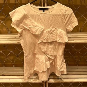 White House black market white ruffle blouse